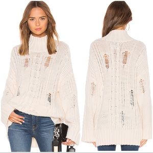 NWT; CURRENT/ELLIOTT—The Vin Distressed Cable-knit Turtleneck Sweater—Oversized